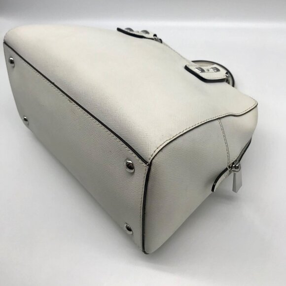 Michael Kors White Saffiano Leather Studded Satchel - Picture 7 of 13